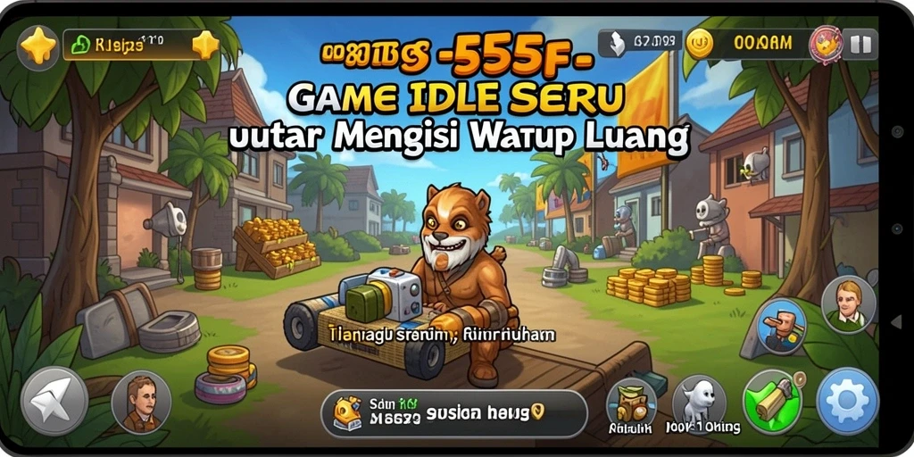 Tampilan gameplay seru dalam 555F dengan karakter yang terus berkembang.
