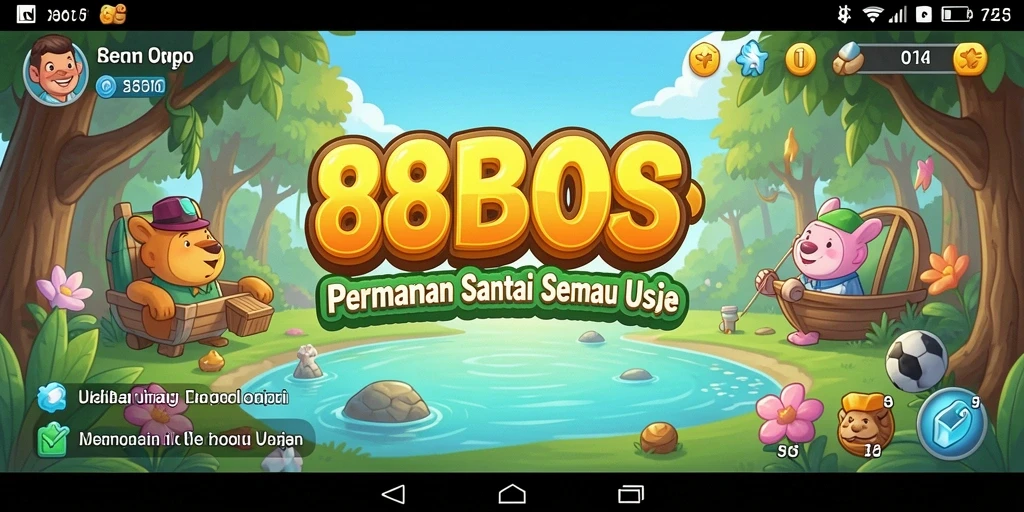 Tampilan gameplay 88BOS yang ceria dan penuh warna.