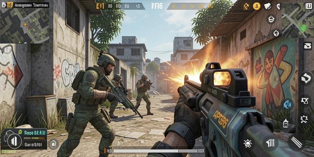 Gameplay menegangkan dalam AP686 menampilkan aksi tembak-menembak yang seru.
