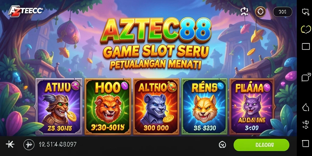 Tampilan gameplay AZTEC88 yang menarik dengan simbol-simbol peradaban Aztec.