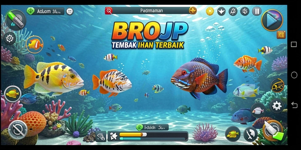 Tampilan gameplay BROJP yang seru dengan aksi Tembak Ikan.