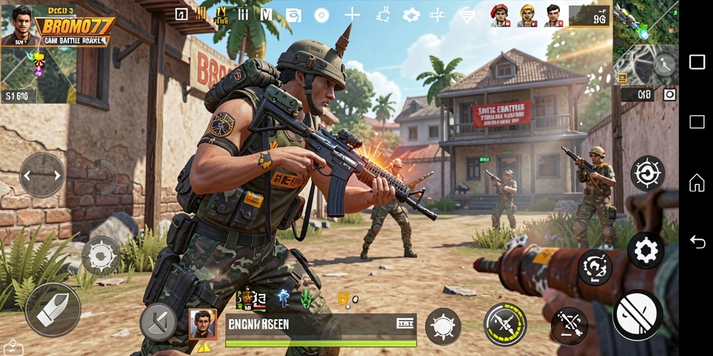 Screenshot gameplay BROMO77 dengan pertarungan intens dan strategi yang cerdas.