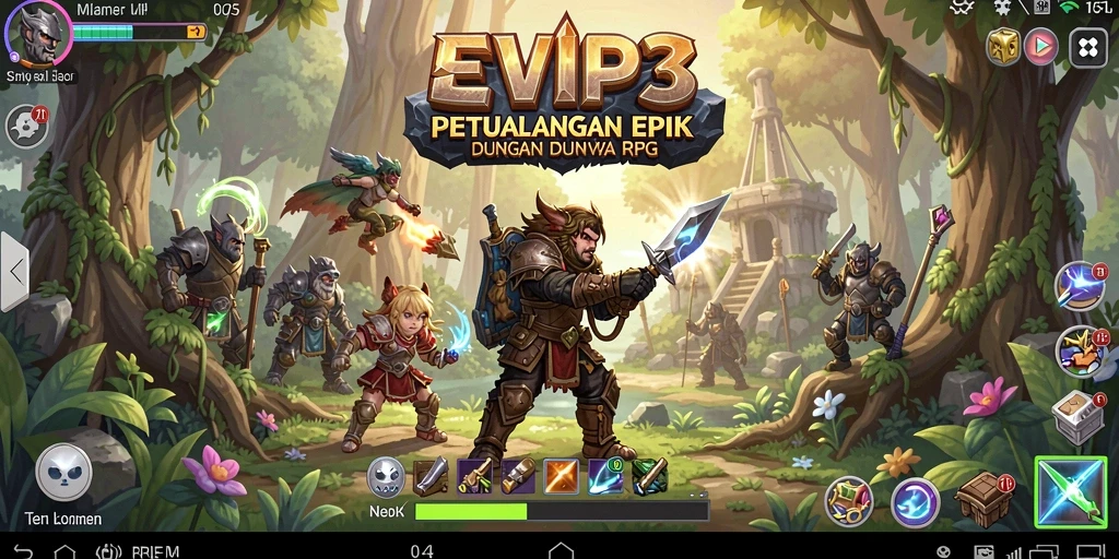 Tampilan utama permainan EVIP3 dengan aksi seru dalam dunia RPG
