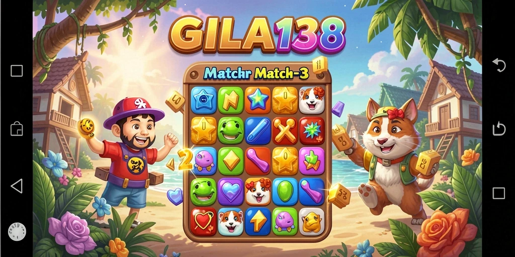 Tangkapan layar GILA138 menampilkan gameplay seru dengan elemen Match-3.