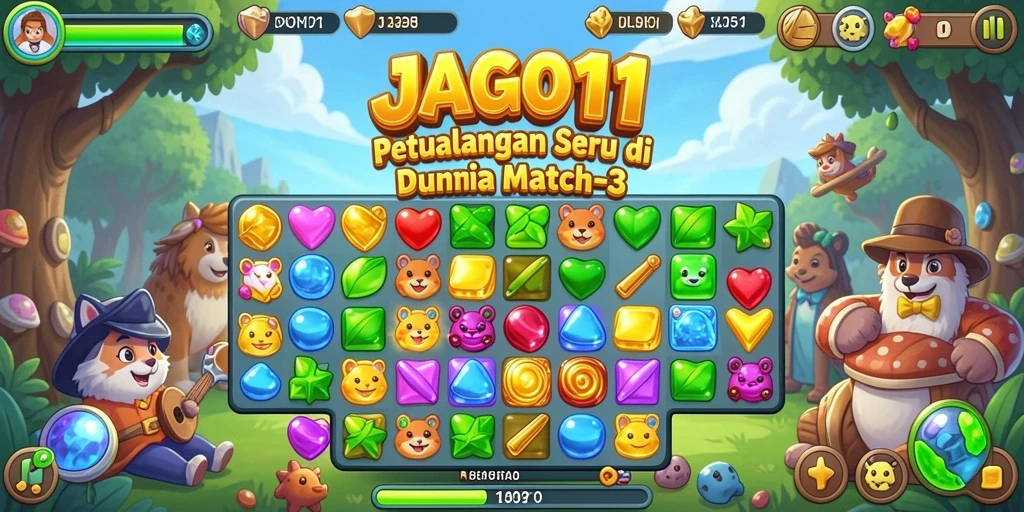 Tampilan menarik dari gameplay JAGO11 dengan keseruan match-3.