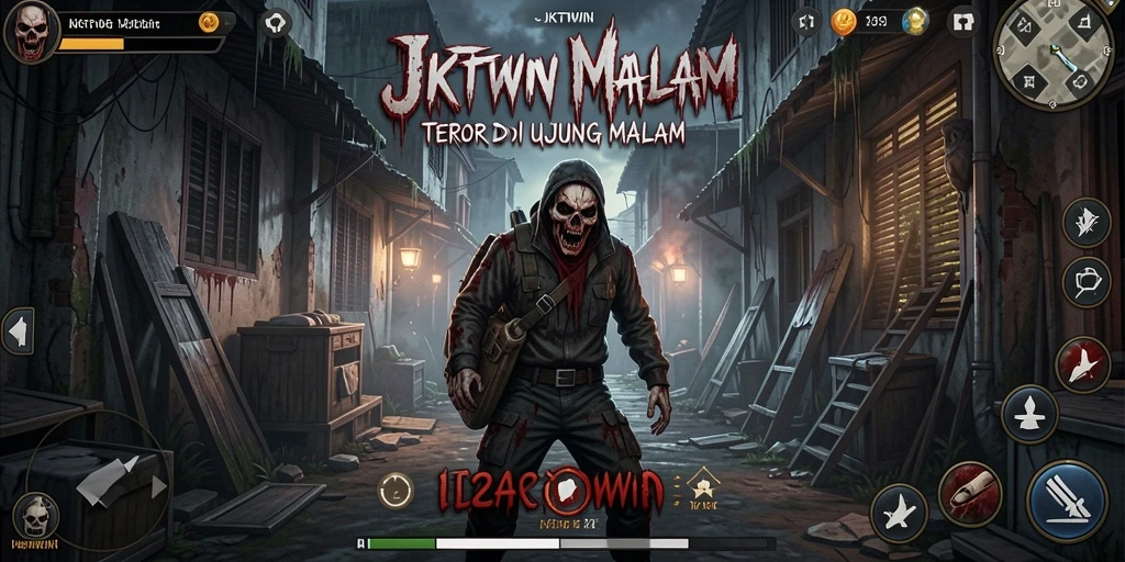 Screenshot menakutkan dari gameplay JKTWIN dengan suasana Horror yang mencekam.