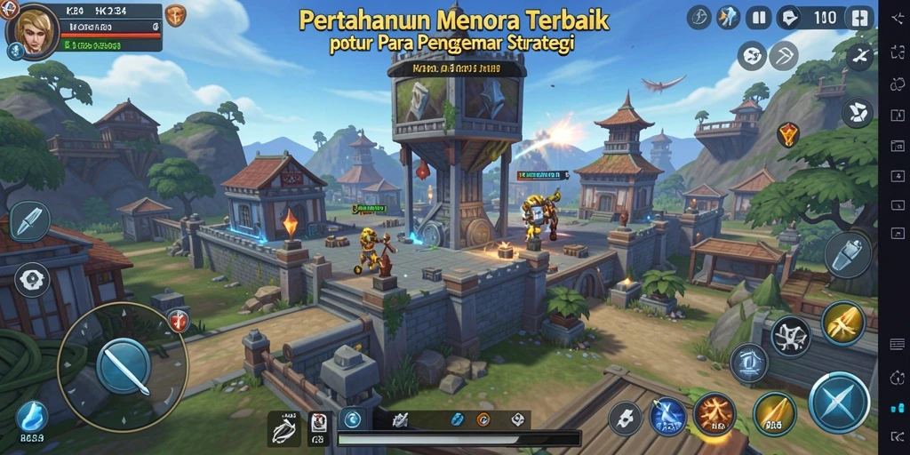 Tampilan gameplay K234 dengan menara dan musuh yang beragam.
