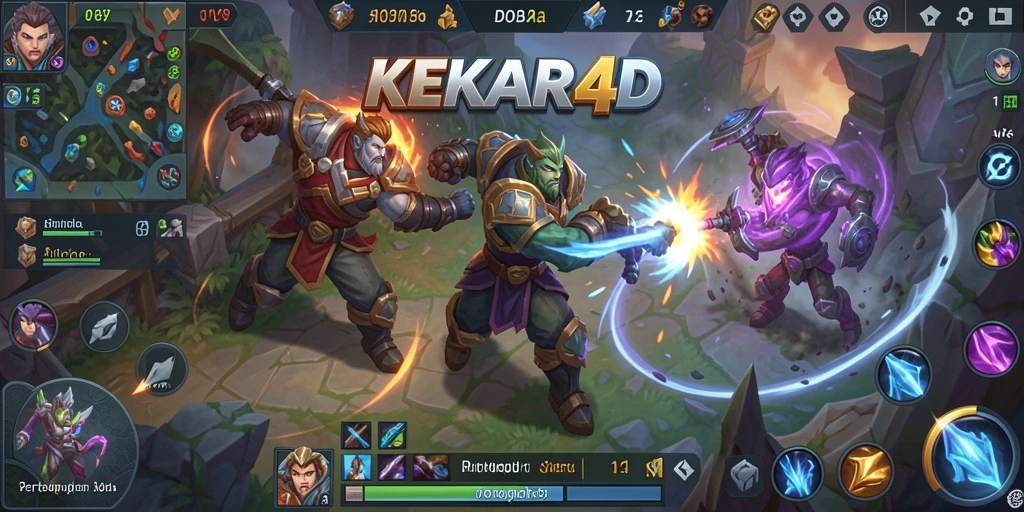 Tampilan menarik gameplay KEKAR4D dalam pertempuran MOBA.