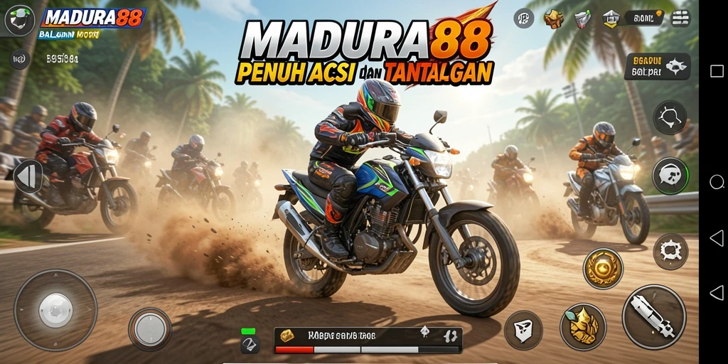 Gameplay seru dengan balapan motor yang menegangkan.