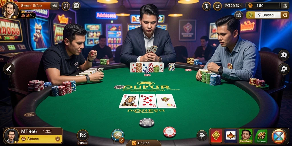 Tampilan permainan Poker yang mendebarkan dan interaktif di MT966.