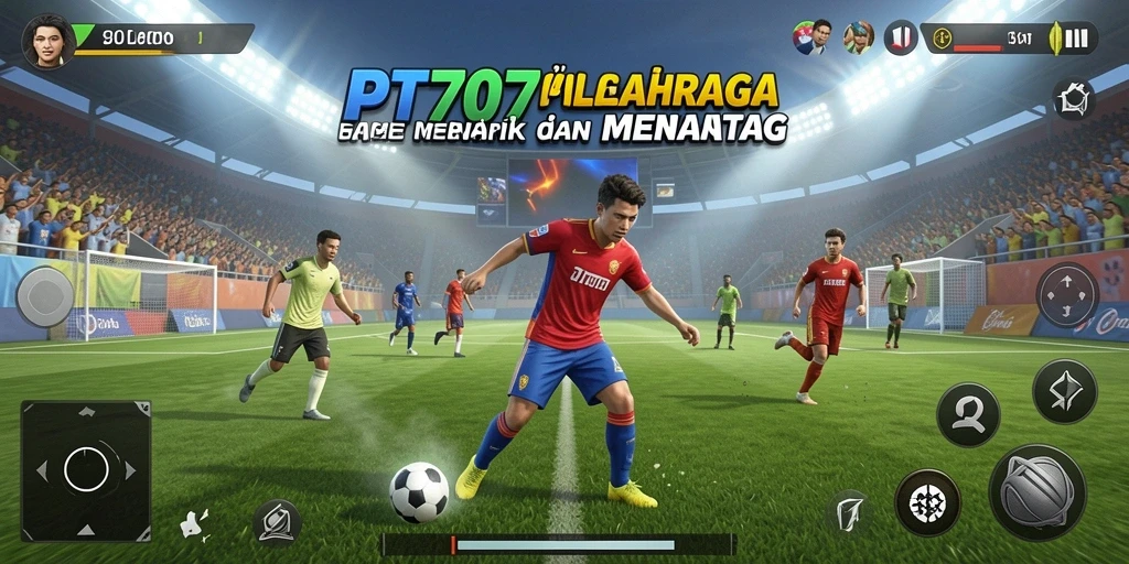 Tampilan gameplay yang seru dalam PT707, menampilkan aksi olahraga yang mendebarkan.