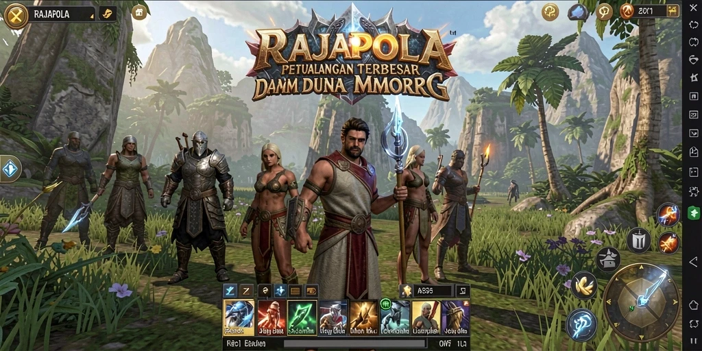 Screenshot utama RAJAPOLA menampilkan aksi petualangan yang mendebarkan dalam dunia MMORPG.