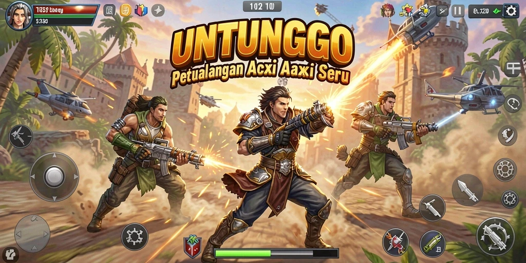 Tampilan gameplay seru UNTUNGGO yang penuh aksi.