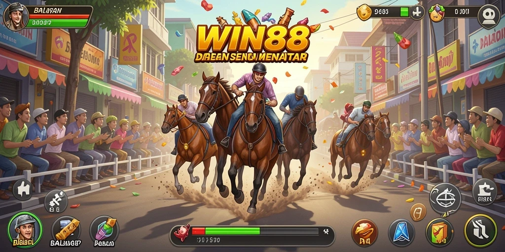 Screenshot gameplay WIN88 menunjukkan balapan seru di trek menantang.